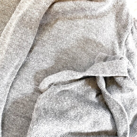 Joan Vass Cardigan  Size S Open Front Light Grey Knit Sweater Roll-tab Sleeves - Picture 14 of 14